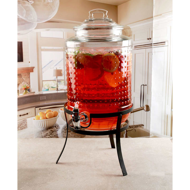 Vintage Dotted Drink Dispenser with Metal Stand | At Home