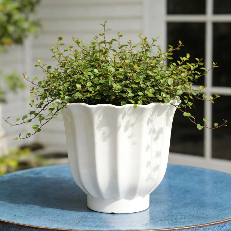 Mainstays Lillian 10" x 10" x 9" Round Vanilla Dream 100% Recycled Resin Planter | Walmart (US)