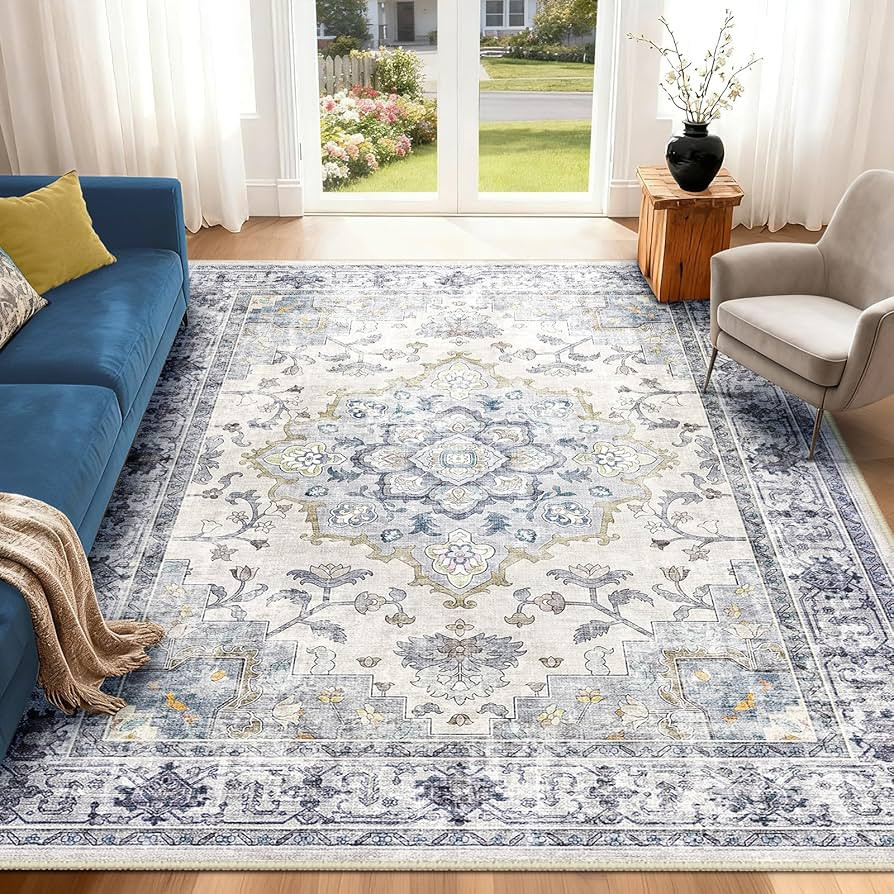 Machine Washable Rugs Nursery Rug 5x7 Cute Girl Non Slip Low Pile Water Repellent Soft Print Patt... | Amazon (US)