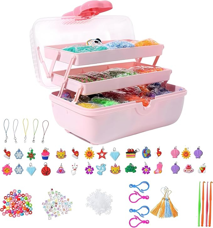 JIYAKO 16000+ Rubber Band Bracelet Set, Kids Looming Loom Bracelet Making Kit, Rubber Band Refill... | Amazon (US)