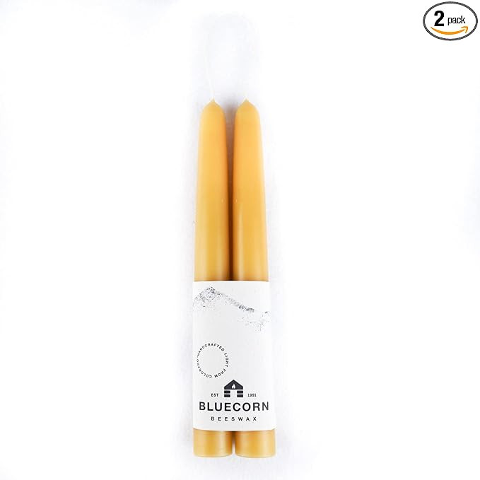 Bluecorn Beeswax 100% Pure Beeswax Taper Candles | Natural Beeswax Candles, Yellow Unscented Tape... | Amazon (US)