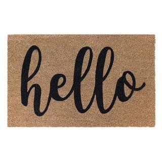 StyleWell Hello 18 in. x 30 in. PVC Printed Coir Door Mat-Kera#22318-31b - The Home Depot | The Home Depot