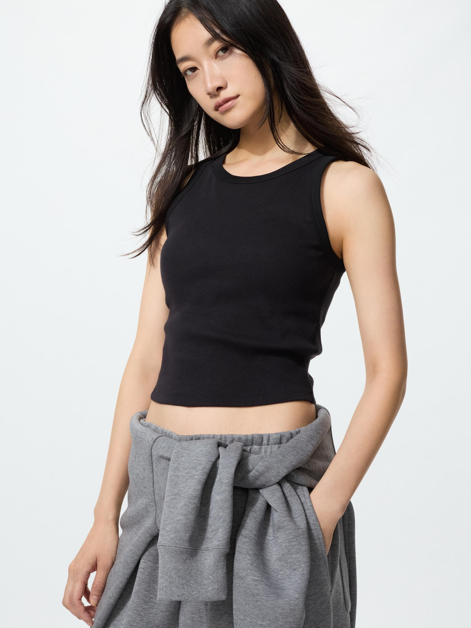 UNIQLO Women's Ribbed Cropped Bra Top, Black, Medium | UNIQLO (US)