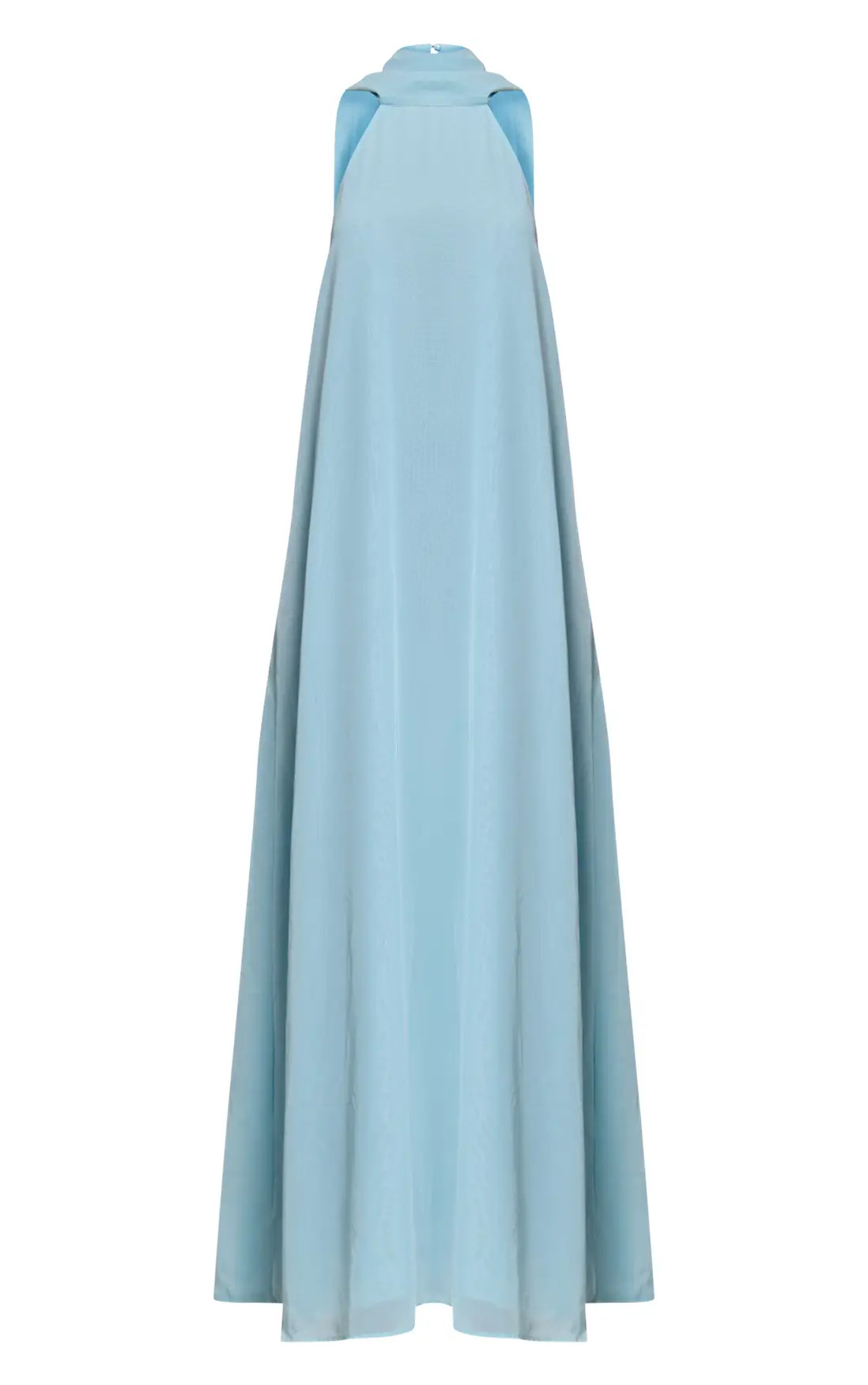 Dusty Blue Chiffon High Neck Scarf Detail Maxi Dress | PrettyLittleThing | PrettyLittleThing UK