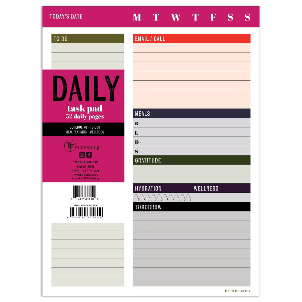 Undated Daily Task Pad 8"" x 6"" - Multicolored | Target