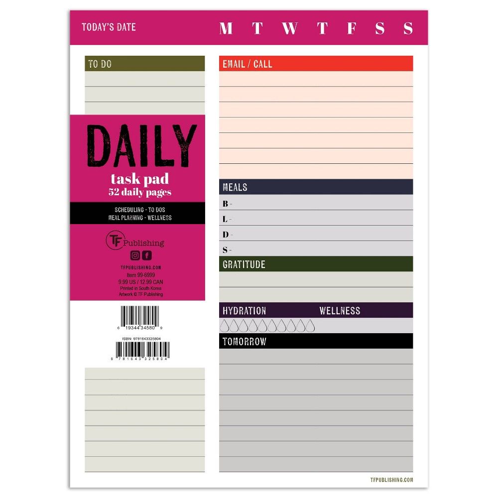 Undated Daily Task Pad 8"" x 6"" - Multicolored | Target