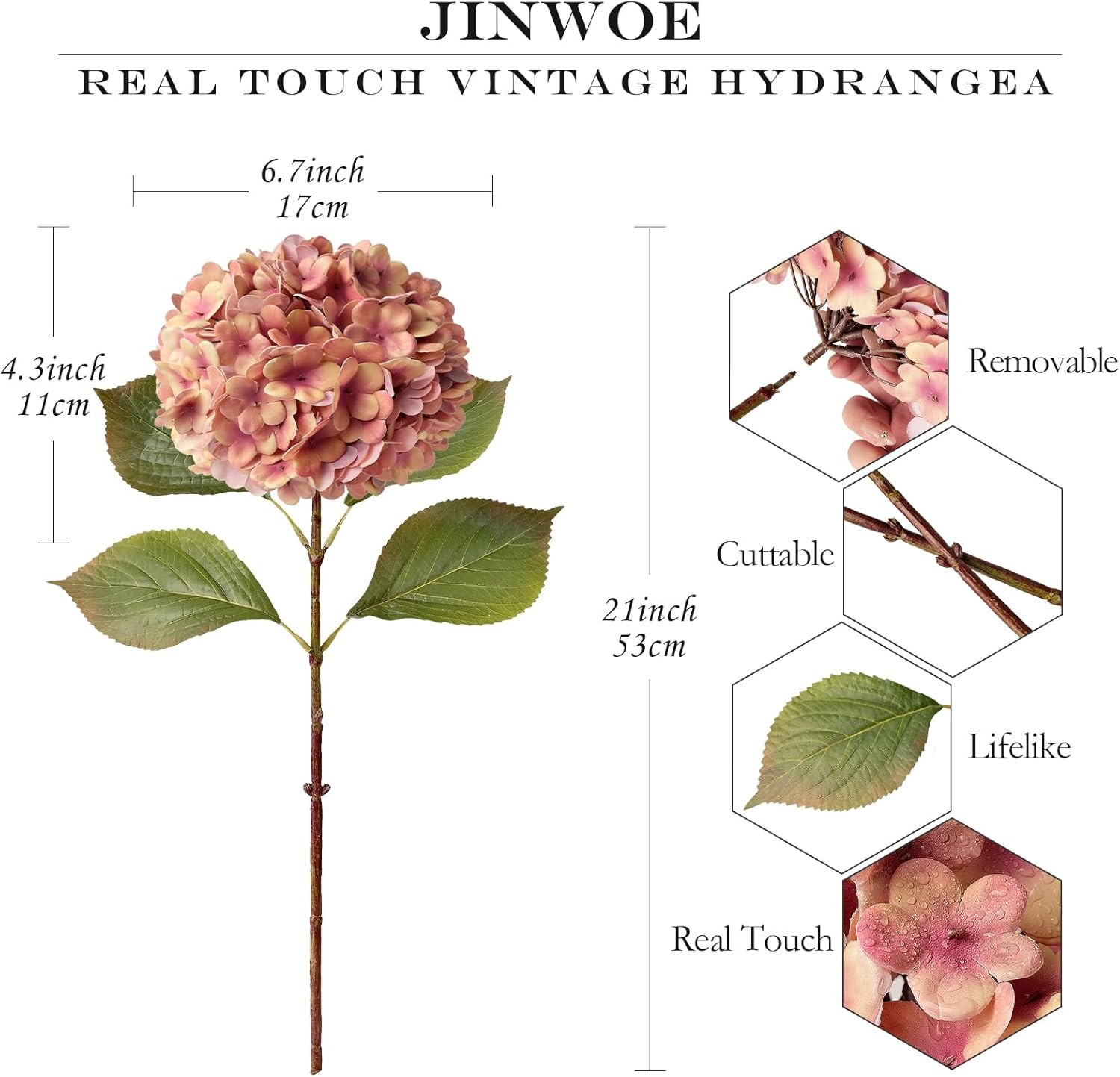 4Pcs Yellow/Pink Real Touch Vintage Artificial Hydrangeas, 21" Long Stems Boho Fall Faux Hydrange... | Amazon (US)