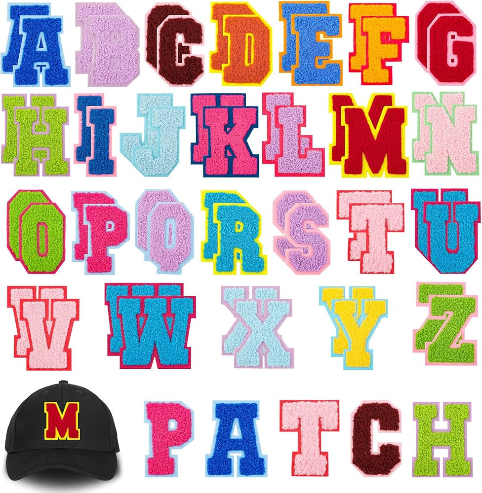 78PCS Iron On Letter Patches for Backpacks, Fuzzy Chenille Letter Patches A-Z Varsity Sew On Lett... | Amazon (US)
