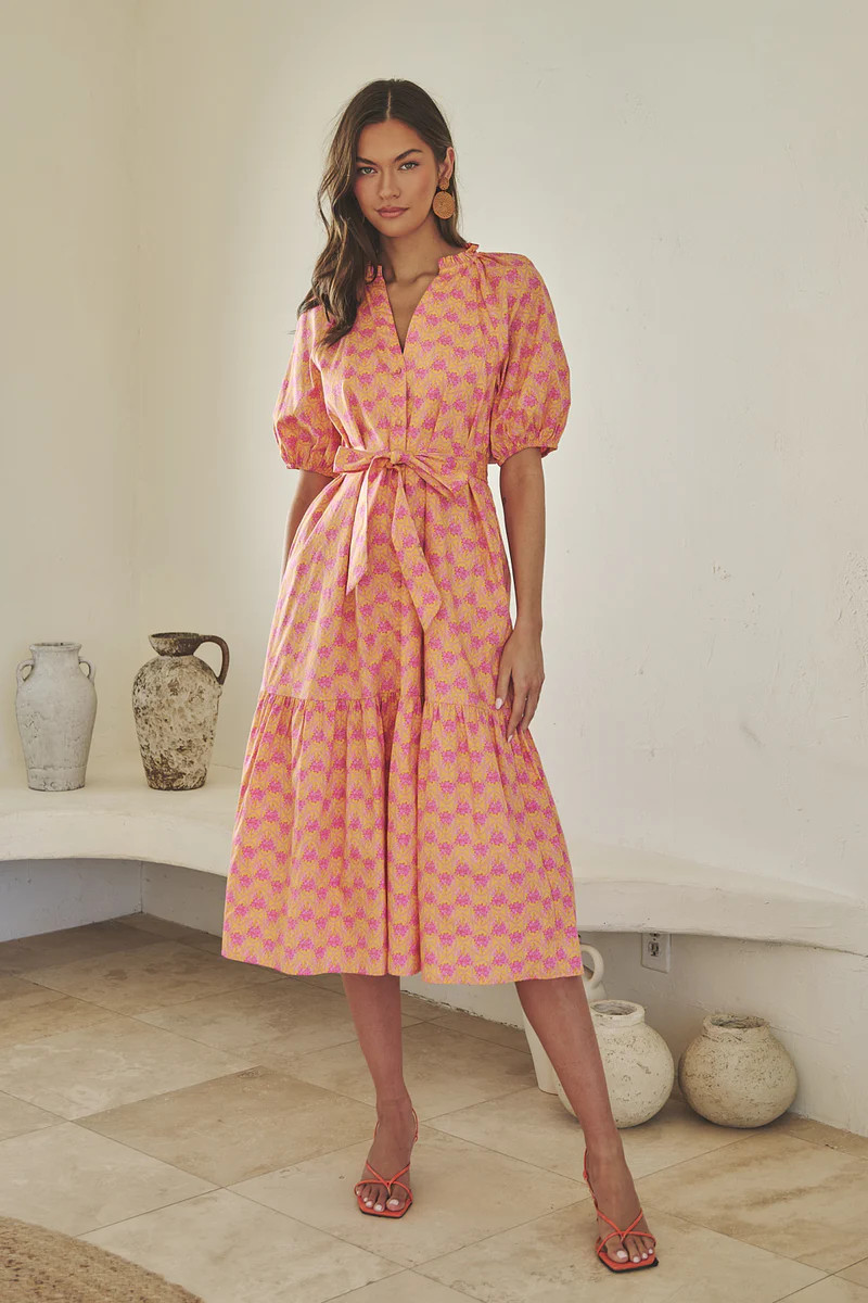 Wynette Tiered Midi Dress Drift Floral | Sugarlips