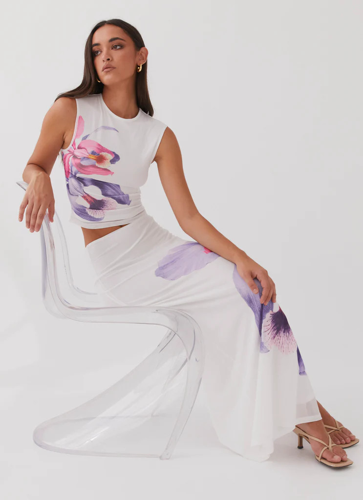 Peppermayo Exclusive -  Waiting For Dawn Mesh Maxi Skirt - White | Peppermayo (Global)