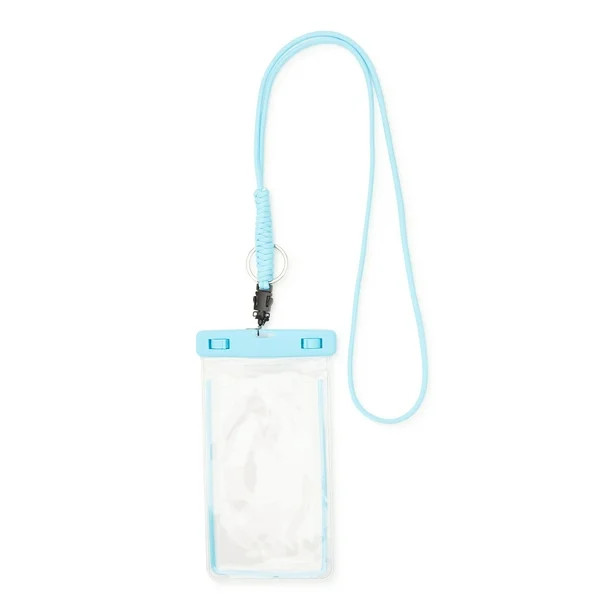 Time and Tru Women's Water Resistant Lanyard Beach Phone Pouch, Blue | Walmart (US)