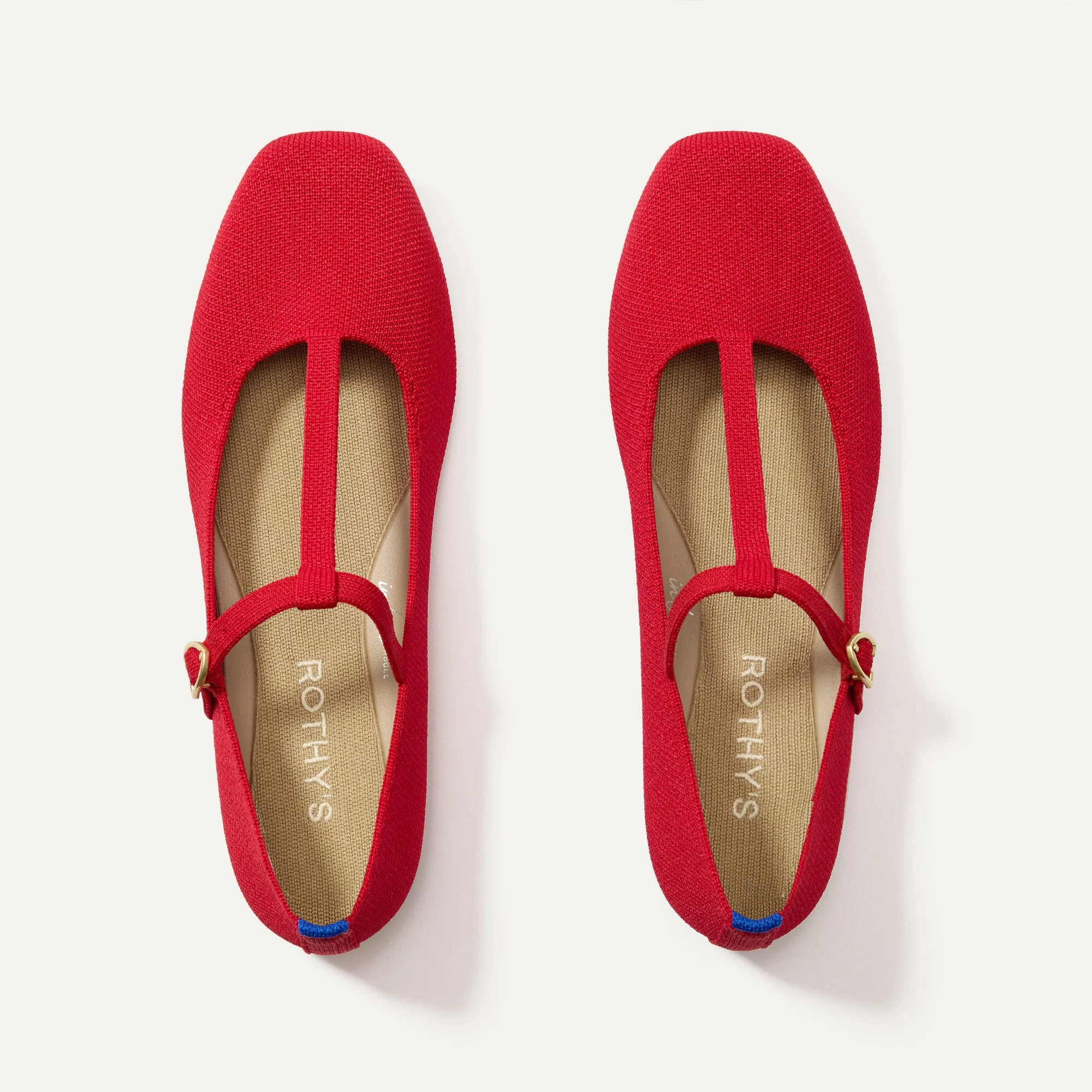 The T\u2013Strap Mary Jane in Red Crisp | Women's Flats | Rothy's | Rothy's