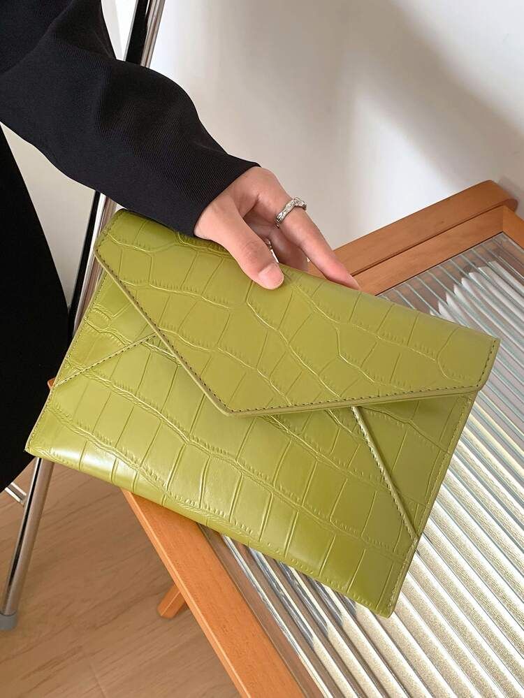 Minimalist Croc Embossed Envelope Bag | SHEIN
