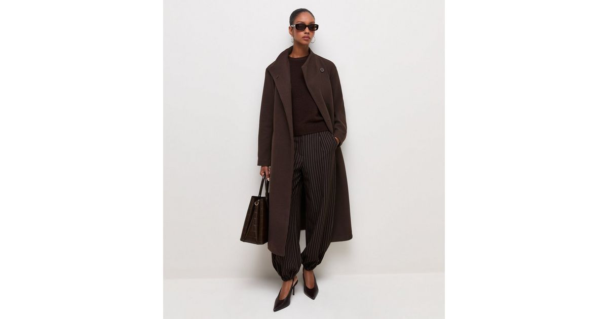 Women's Dark Brown Funnel Neck Tie Waist Coat New Look | New Look (UK)