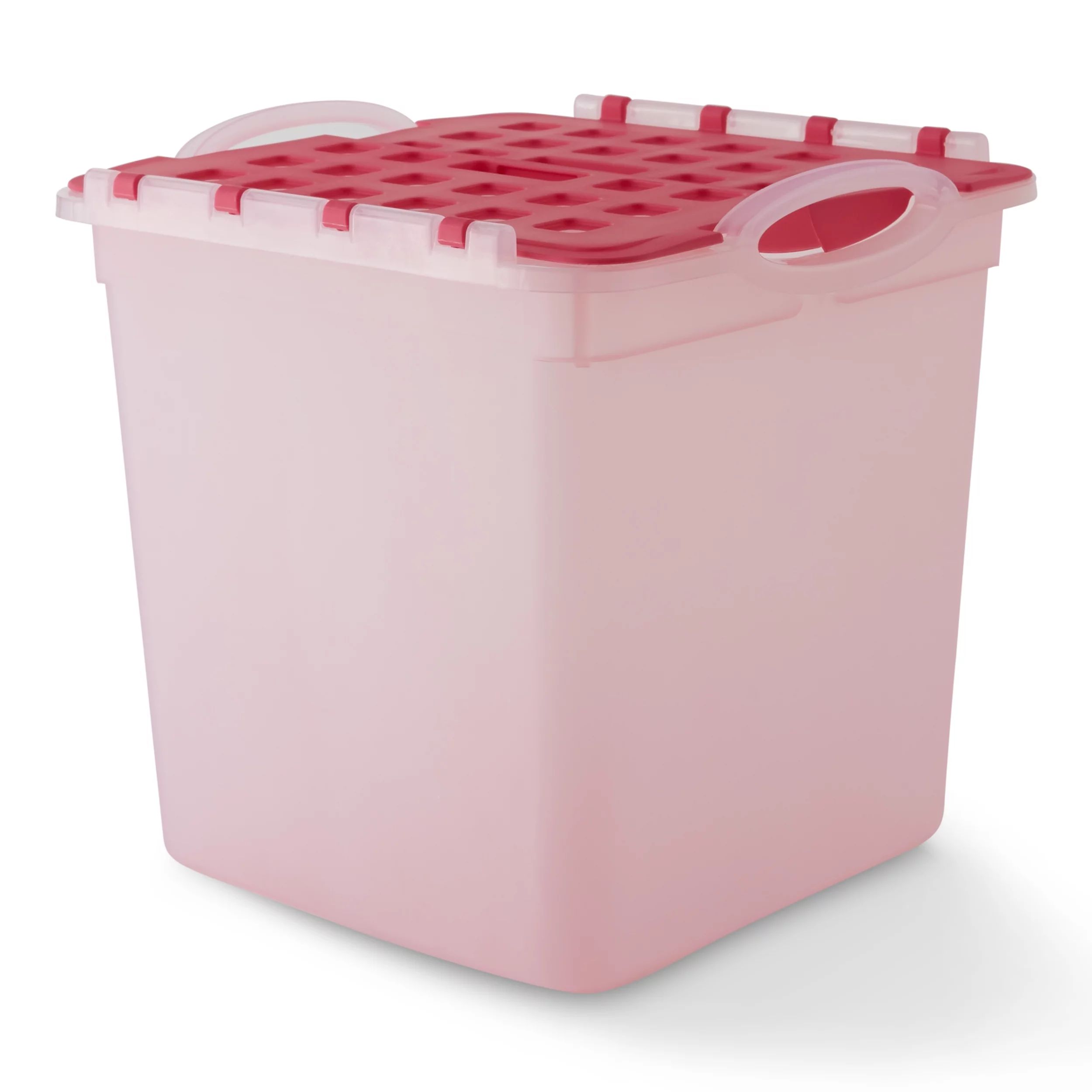 Your Zone Child and Teen Plastic Storage Bin with Hinged Lid, Pink | Walmart (US)