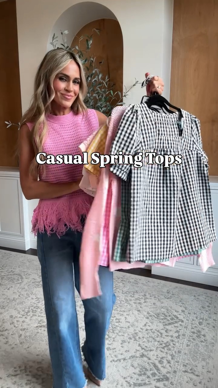 Cute and casual spring tops that are perfect to pair with jeans for spring for an easy casual outfit. Love the peplum hems, gingham prints, lace and puff sleeves! 

#springoutfitideas #casualoutfitinspo

#LTKmomlife #LTKootd #LTKgrwm