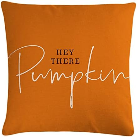 Fall Decor Pillow Cover Hey There Pumpkin Cushion Cover Autumn Orange Farmhouse Fall Home Decor Pill | Amazon (US)