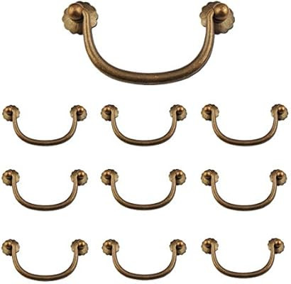 Txinmin 10 Pack Traditional Bail Cabinet Hardware Handle Pull Antique Brass Drawer Pull, 3-3/20 I... | Amazon (US)