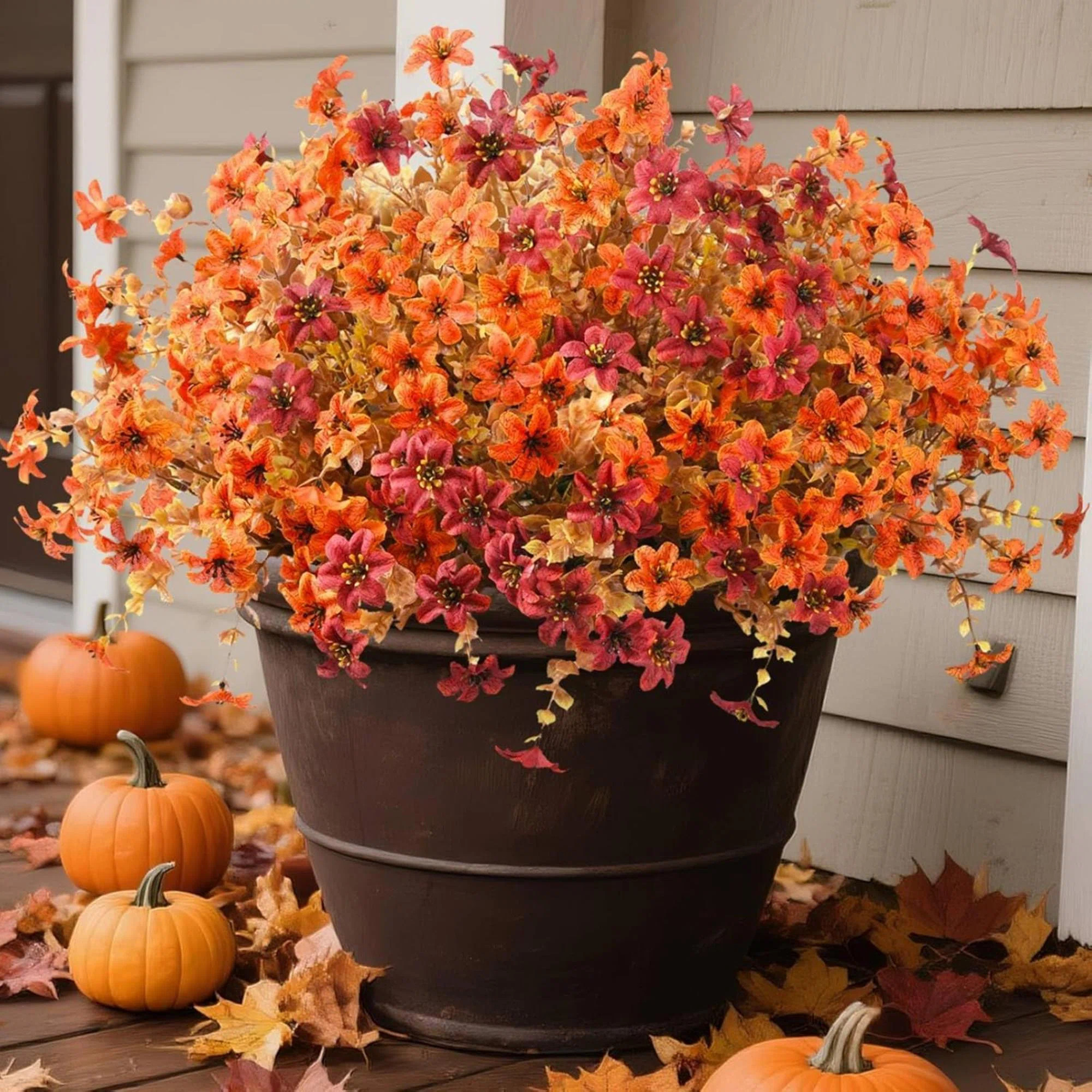 Artificial Mums Fake Fall Flowers For Outdoors Decoration 12 Bundles Realistic Autumn Silk Daisy ... | Wayfair North America