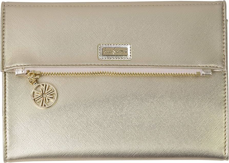 Lilly Pulitzer Women's Vegan Leather Gold Clutch Purse, Travel Wallet with Pocket Notepad, Metall... | Amazon (US)