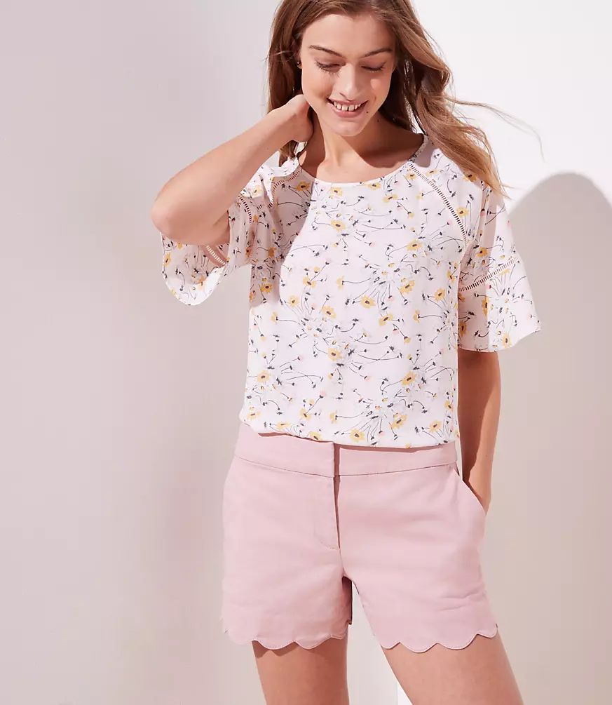 Scalloped Shorts with 4 Inch Inseam | LOFT