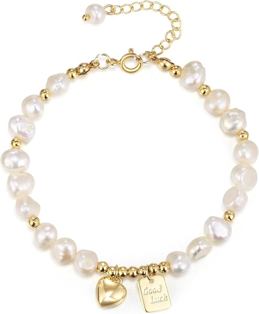 EVER FAITH Elegant Pearl Bracelet 18K Gold Vintage Freshwater Pearls Wrapped Silk Handmade Adjust... | Amazon (US)