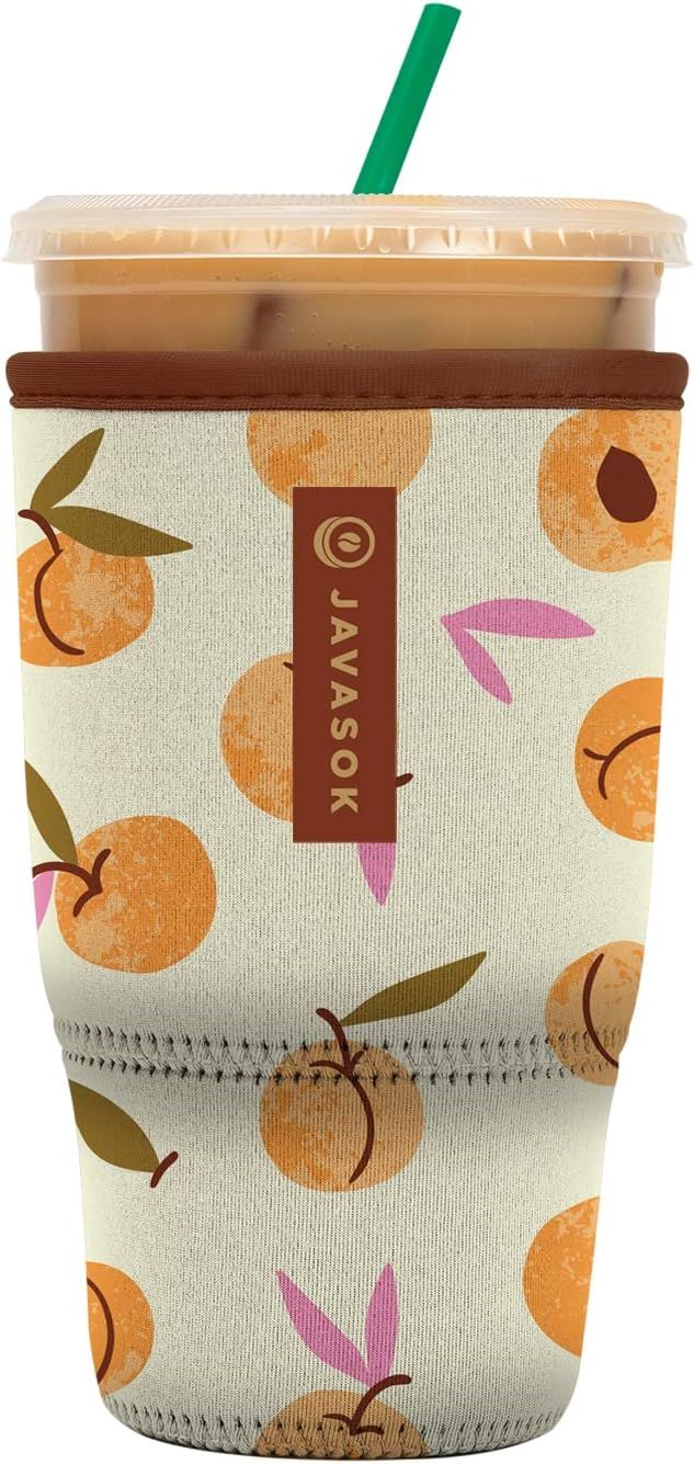Sok It Java Sok Reusable Neoprene Insulator Sleeve for Iced Coffee Cups (Peaches & Cream, Large: ... | Amazon (US)