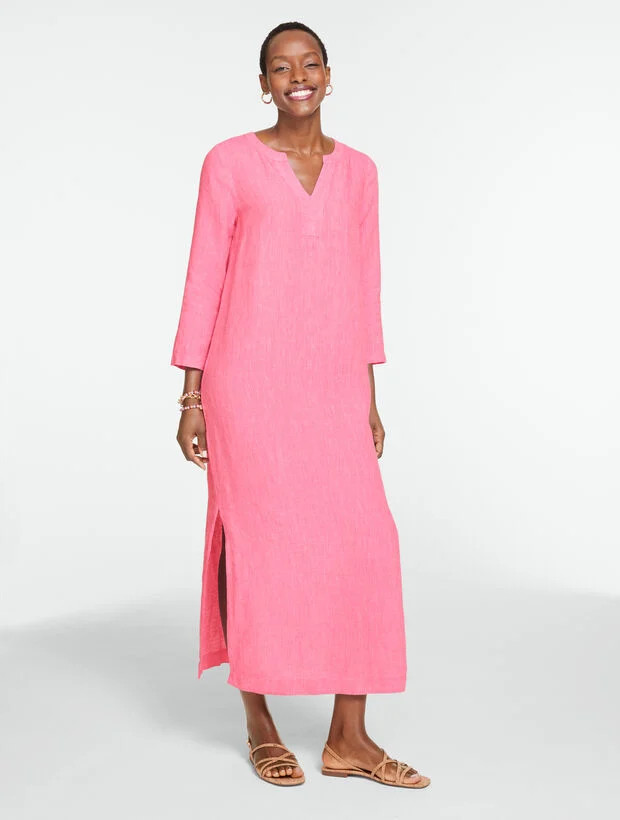 Linen Kaftan Dress - Cross-Dyed | Talbots