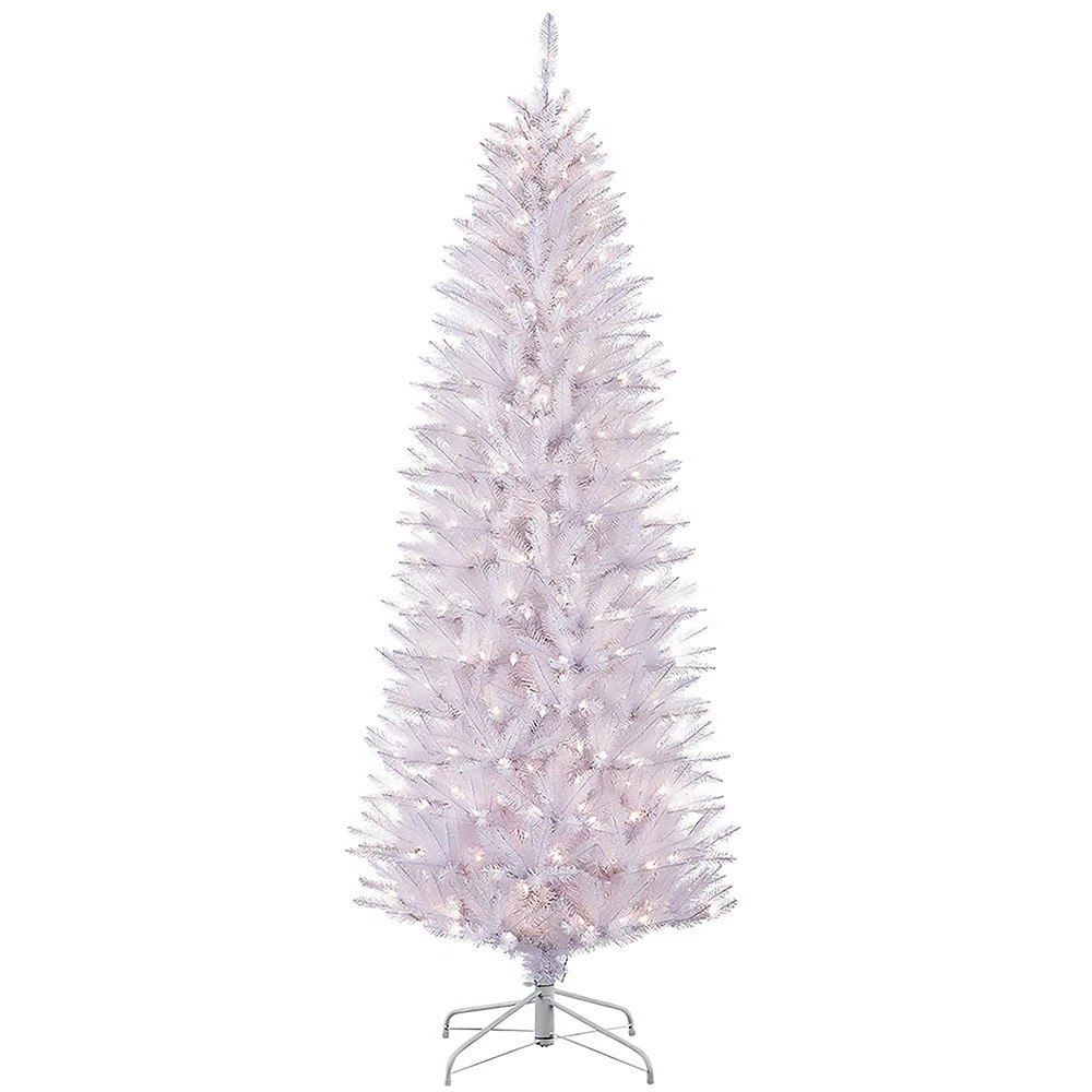 The Holiday Aisle® Slender White Artificial PVC & PE Blend Fir Christmas Tree with 350 Incandesc... | Wayfair North America