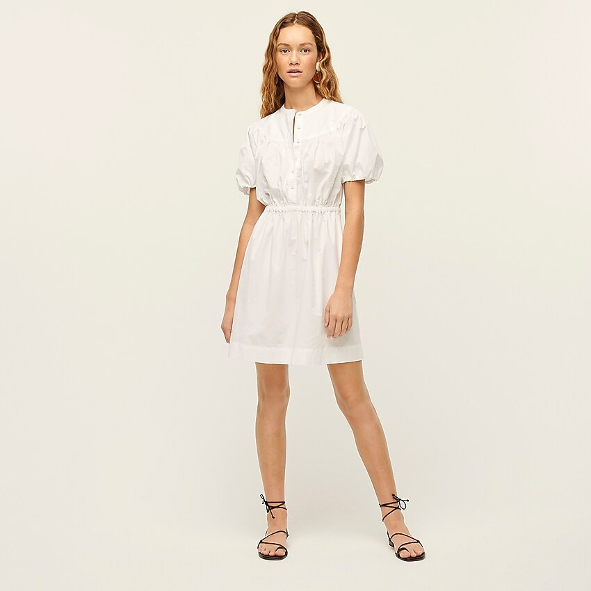 Puff-sleeve cotton poplin shirtdress | J. Crew US