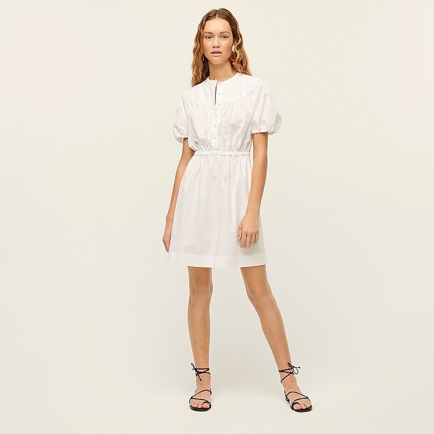 Puff-sleeve cotton poplin shirtdress | J.Crew US