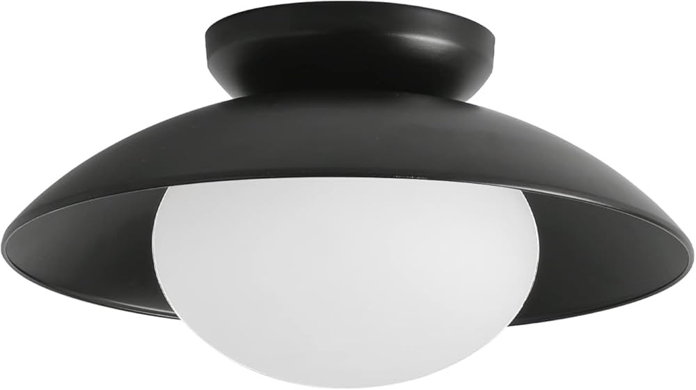 Pirxxiy Soft Black Semi-Flush Mount Ceiling Light Fixture, Bowl Lampshade Vintage Close to Ceilin... | Amazon (US)