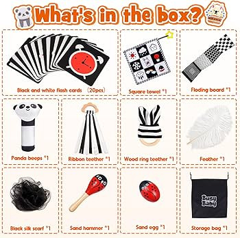 Diyfrety 10 Pcs Black and White High Contrast Baby Toys 0-3 Months Tummy Time Toys Newborn Toys f... | Amazon (US)