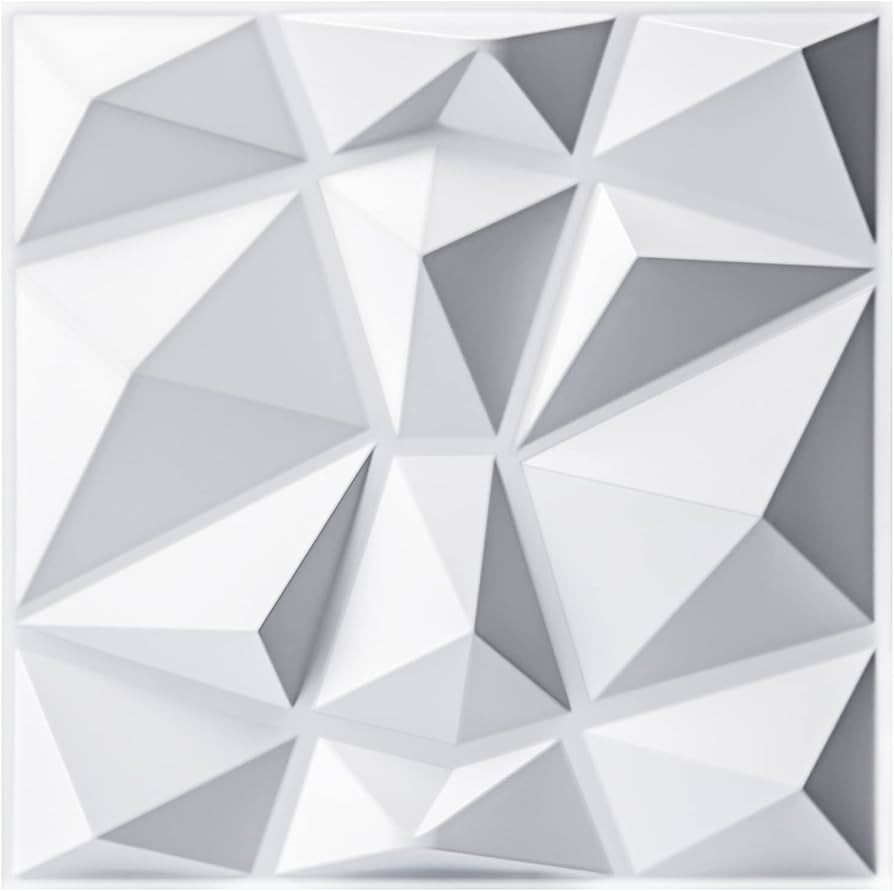 Art3d Decorative 3D Wall Panels in Diamond Design, 12"x12" Matt White (33 Pack) | Amazon (US)