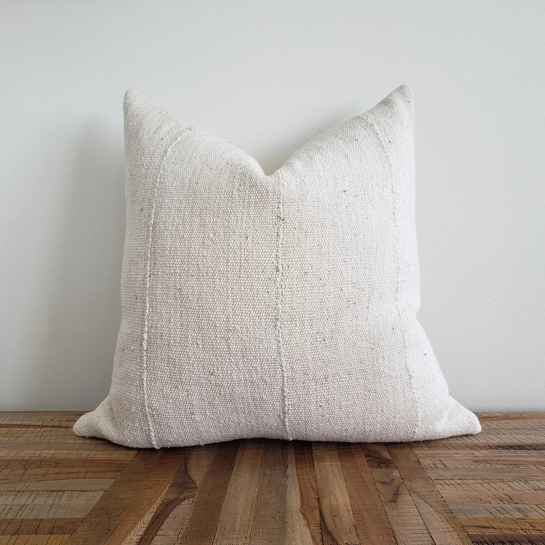 Natural Mudcloth Pillow Cover | Authentic Mudcloth PIllow Cover | Cream Boho Pillow | Textured Th... | Etsy (CAD)