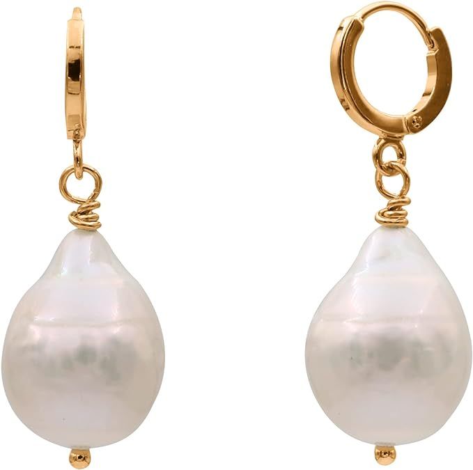 Baroque Pearl Dangle and Drop Hoop Earrings | Amazon (US)