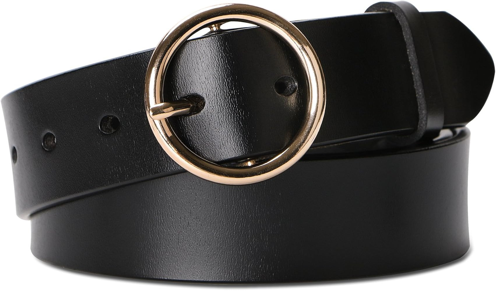 Fashion Women Leather Belt for Dresses Jeans Pants With Classic Round Buckle By SUOSDEY | Amazon (US)