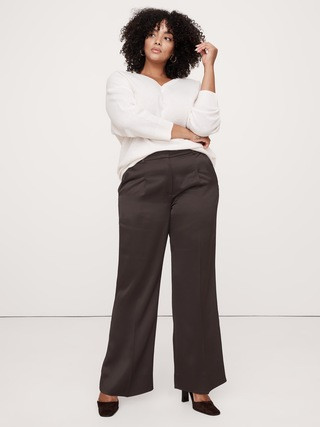 High-Rise Wide-Leg Italian Satin Pant | Banana Republic (US)