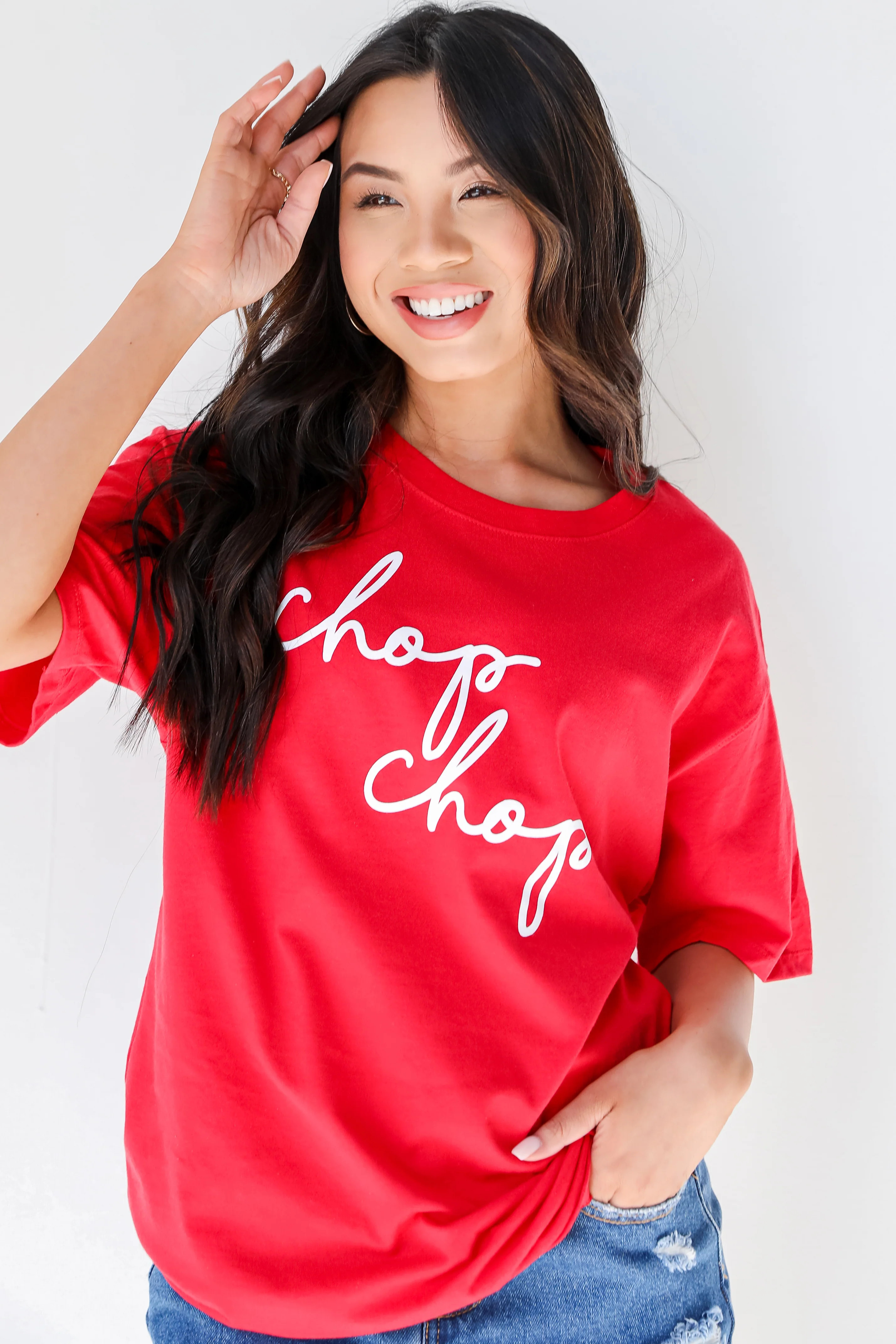 Red Chop Chop Script Tee | Dress Up