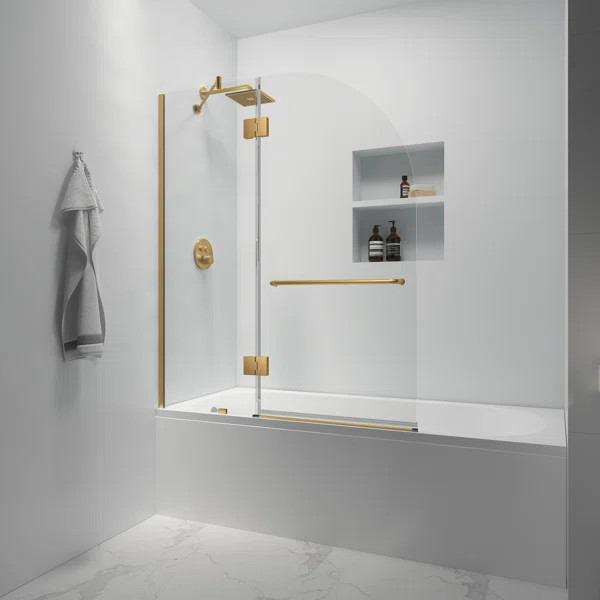 Julien 48" W x 58" H Hinged Frameless Tub Door with Heat Soaking Process and Protective Coating T... | Wayfair North America