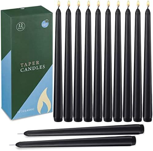 CoCo-Life Black Halloween 10 Inch Taper Candles, 12 Packs Unscented Dripless 10 inch Tall Candles... | Amazon (US)