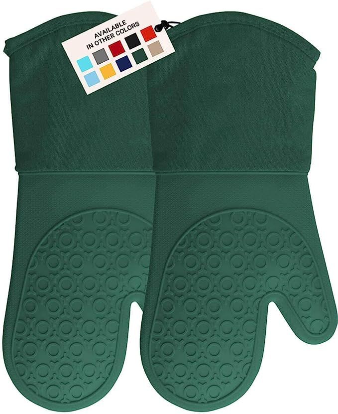 HOMWE Extra Long Professional Silicone Oven Mitt, Oven Mitts with Quilted Liner, Heat Resistant P... | Amazon (US)
