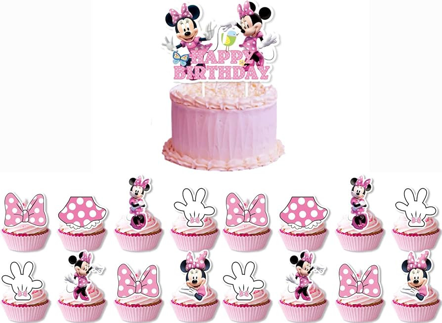 Amazon.com: 25PCS Minnie Mickey Mouse Cake Toppers,Cupcake Toppers,Cake Decorations,Minnie Mickey... | Amazon (US)