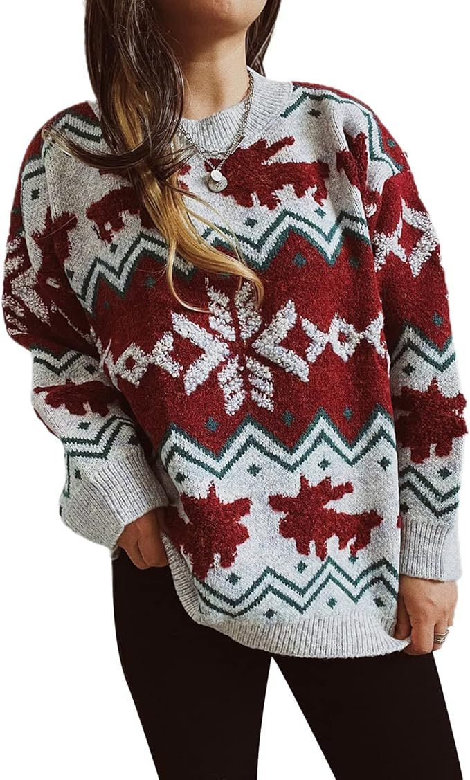 Women's Ugly Christmas Pullover Sweaters Long Sleeve Cute Sweaters for Wintertime and Holiday Par... | Amazon (US)