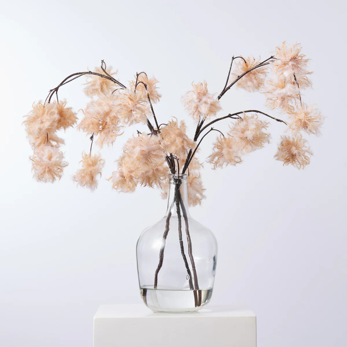 Dried Look Fuzzy Chestnut Seed Pod Branches in Jug Style Vase Fall Water Illusion Arrangement | Darby Creek Trading