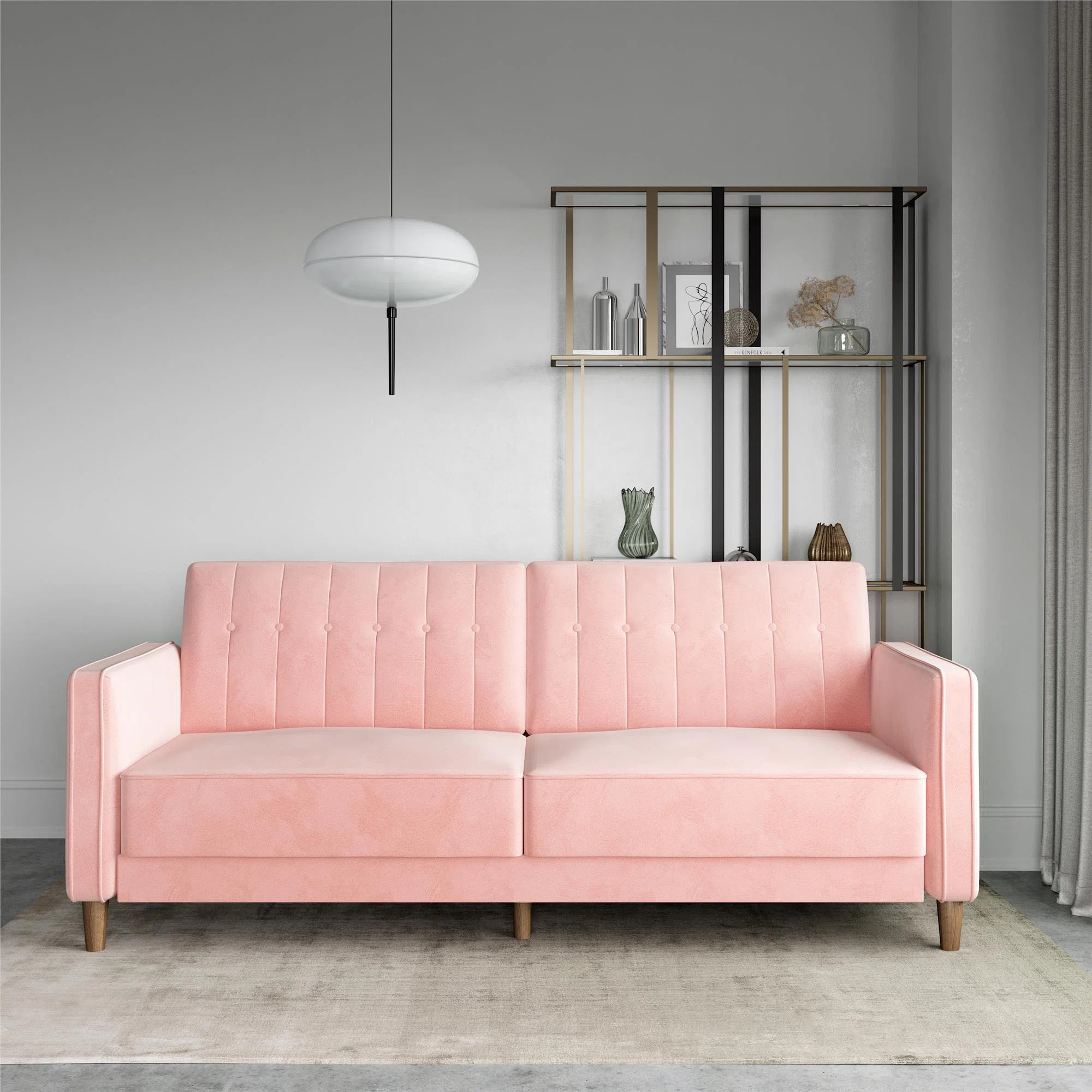 Perdue 81.5" Velvet Square Arm Convertible Sofa | Wayfair North America