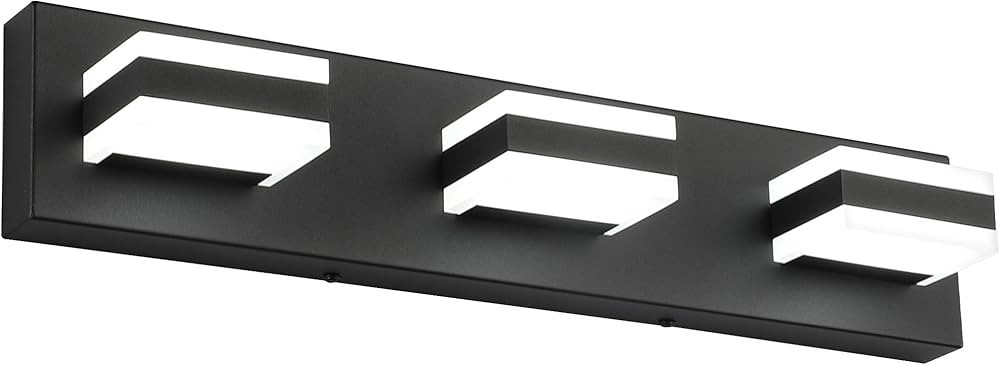 SOLFART LED Dimmable Black Bathroom Vanity Light Fixtures Over Mirror, 3 Lights Bathroom Lighting... | Amazon (US)