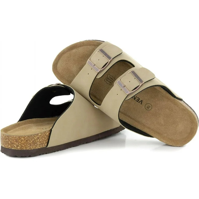VENECORE Verano Women's Cork Footbed Sandals Summer Comfortable Cushioned Slide Flat Slip-on, Caf... | Walmart (US)