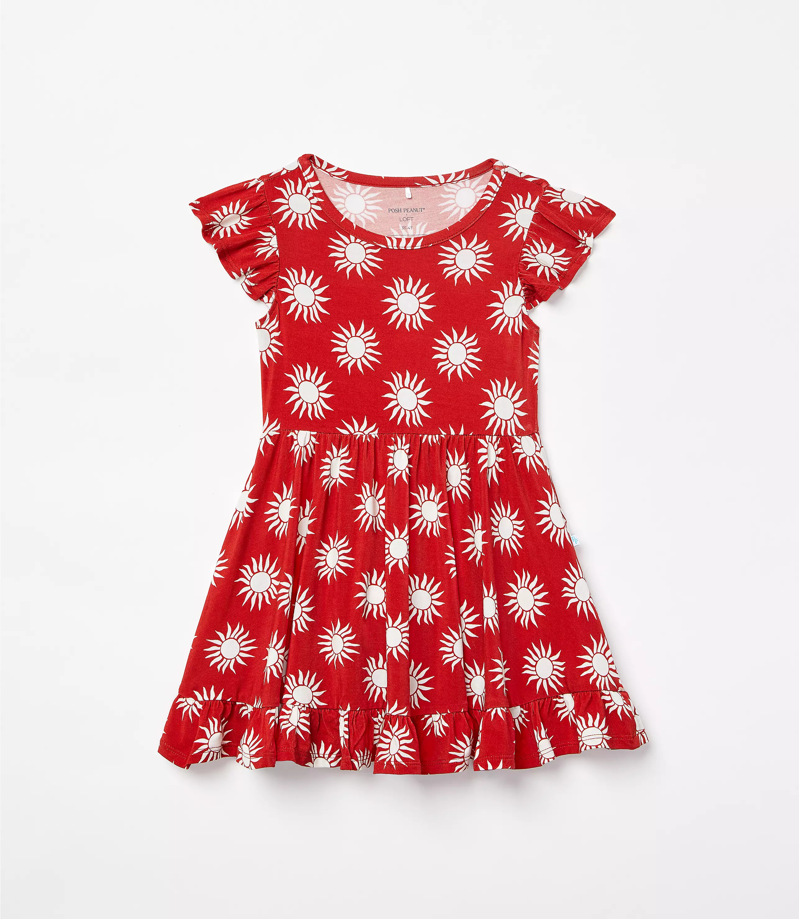 Posh Peanut X LOFT Sunny Cap Sleeve Ruffled Twirl Dress | LOFT