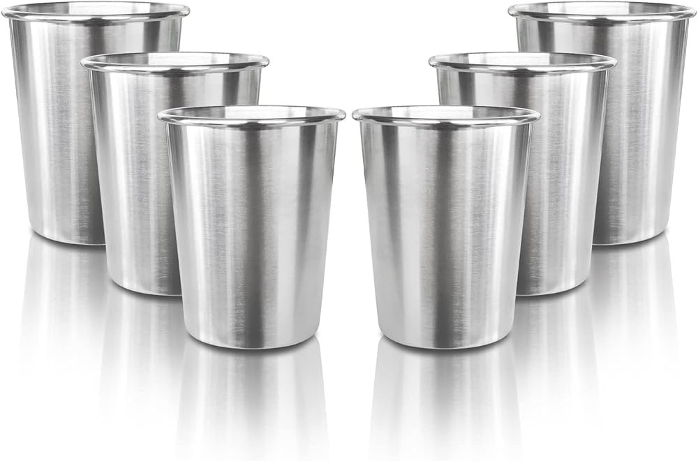 6 Pack 8 oz Stainless Steel Kids Cups, Children's Pint Cups, Stackable Metal Cups, Shatterproof D... | Amazon (US)